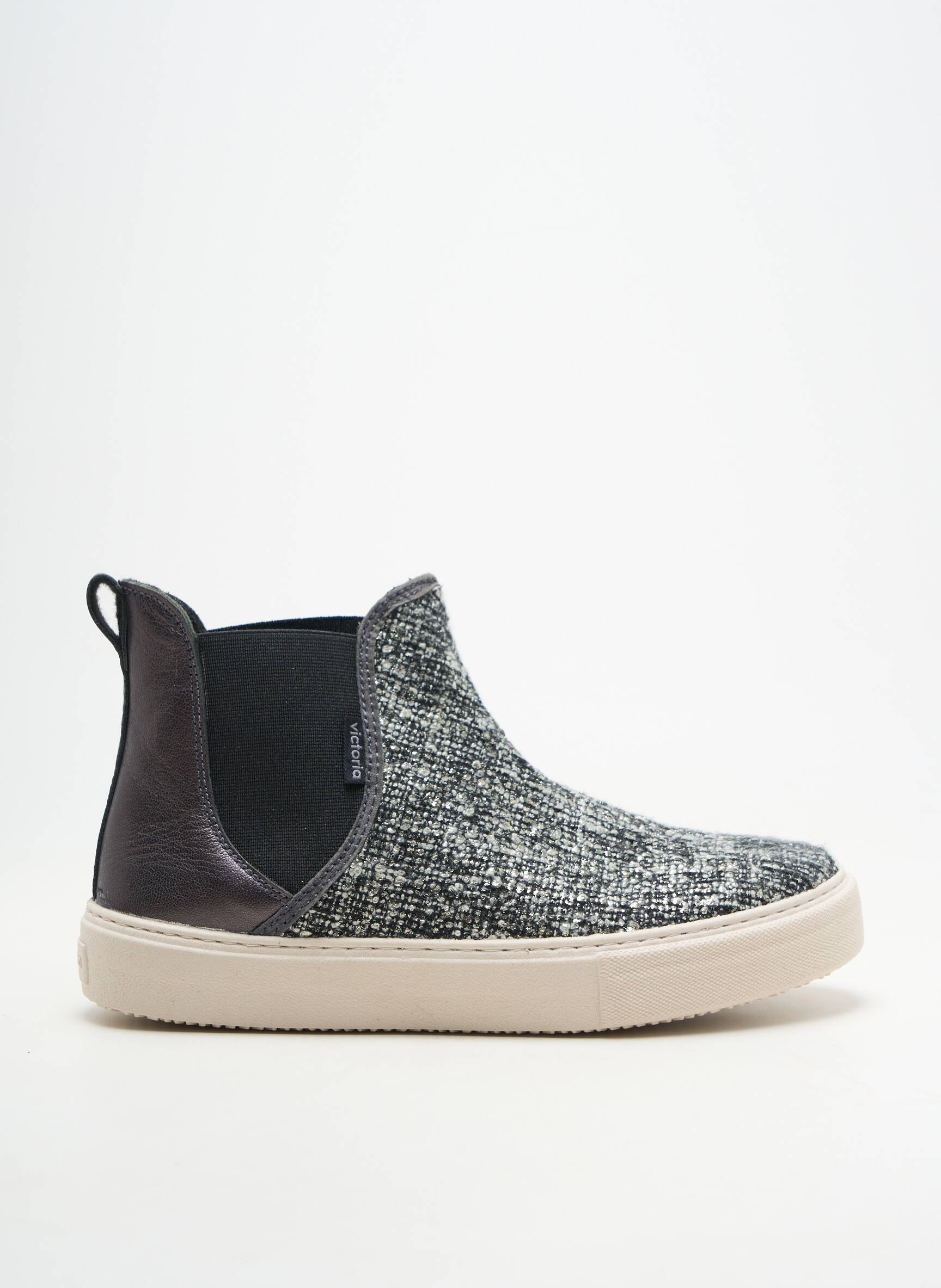 Adidași țesătură țesătură cu sclipici toc plat până la 3 cm negru VICTORIA femeie