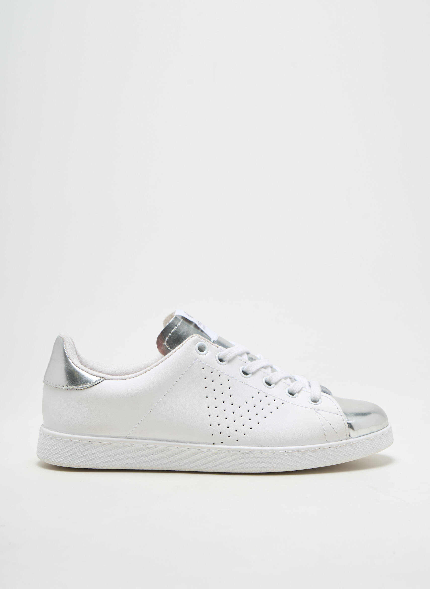 Adidași material neted toc plat până la 3 cm alb VICTORIA femeie