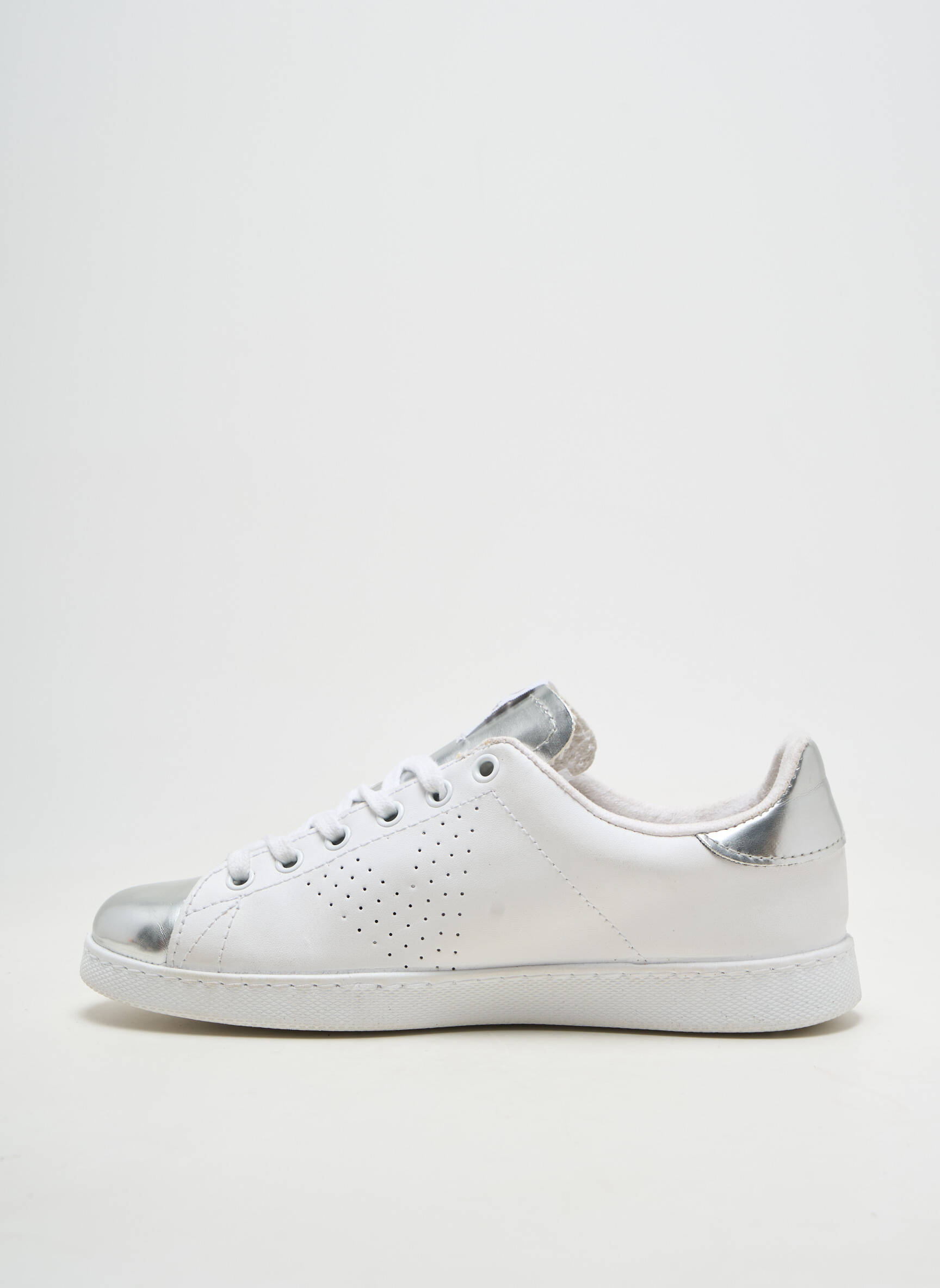 Adidași material neted toc plat până la 3 cm alb VICTORIA femeie