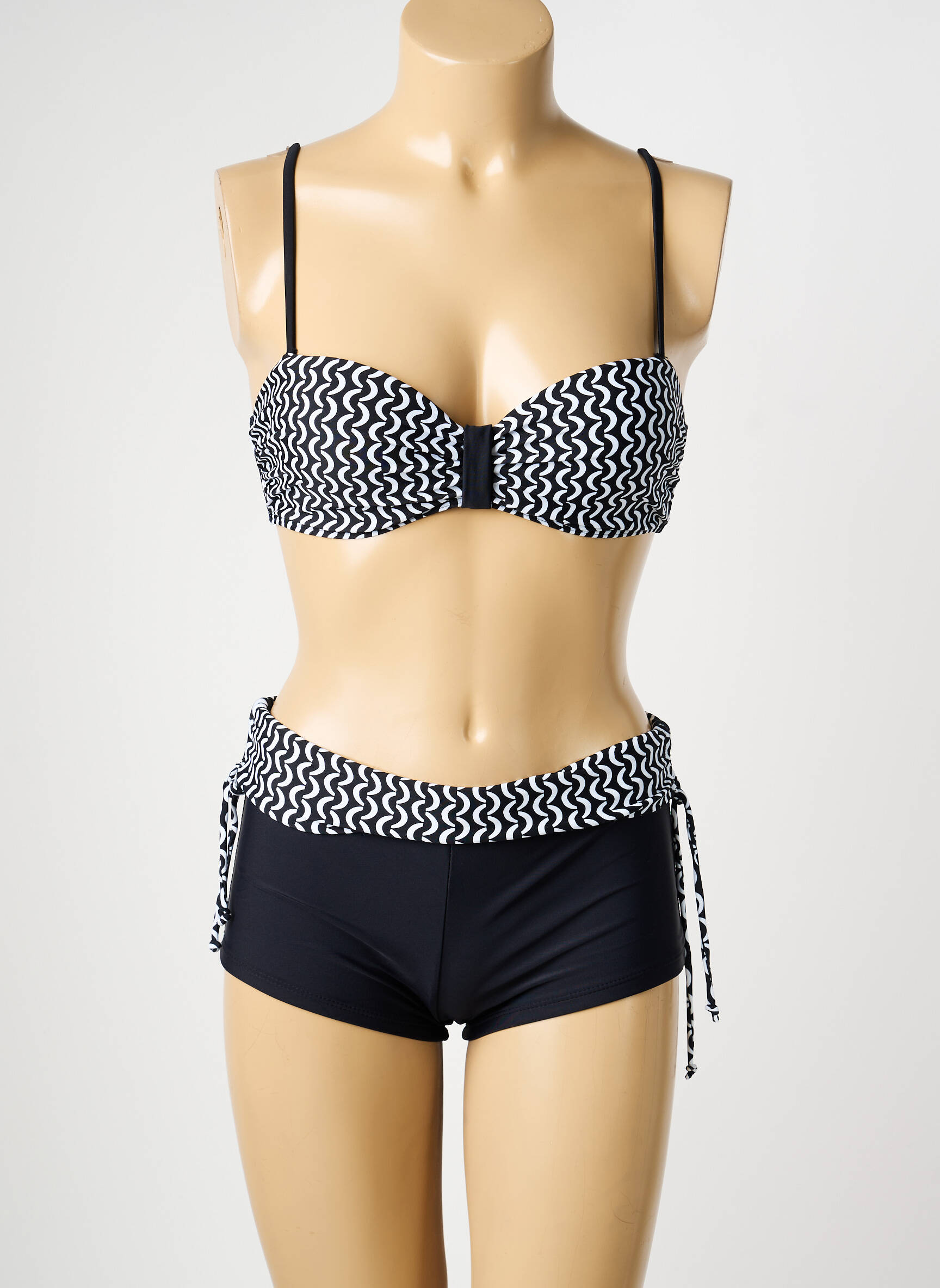 Costum de baie din două piese top sutien modelat top sutien modelat negru SUN PROJECT femeie