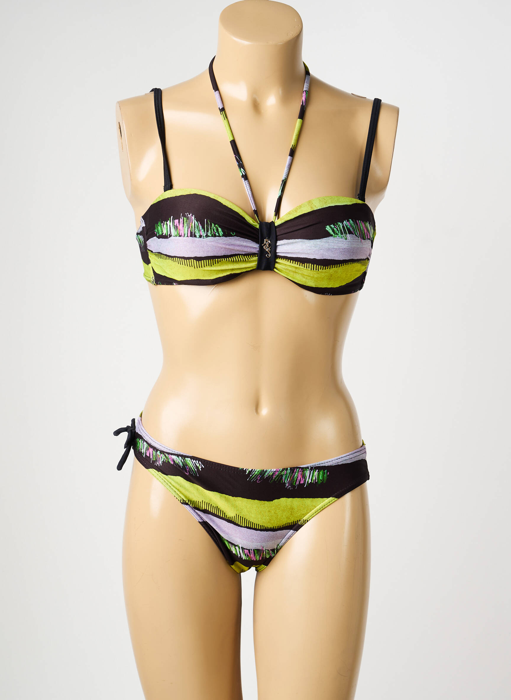 Costum de baie din două piese top sutien modelat top sutien modelat negru MISS CARAÏBES femeie