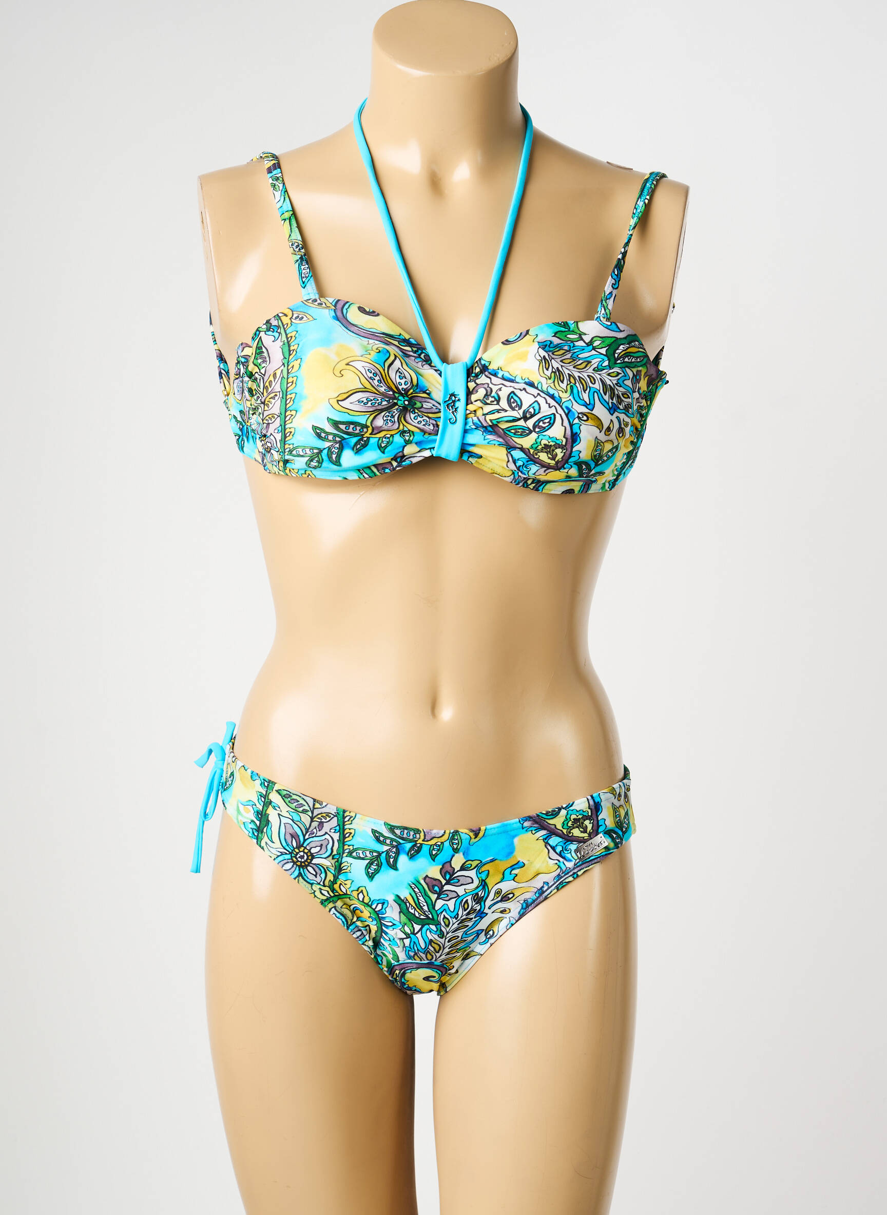 Costum de baie din două piese top sutien modelat top sutien modelat albastru MISS CARAÏBES femeie