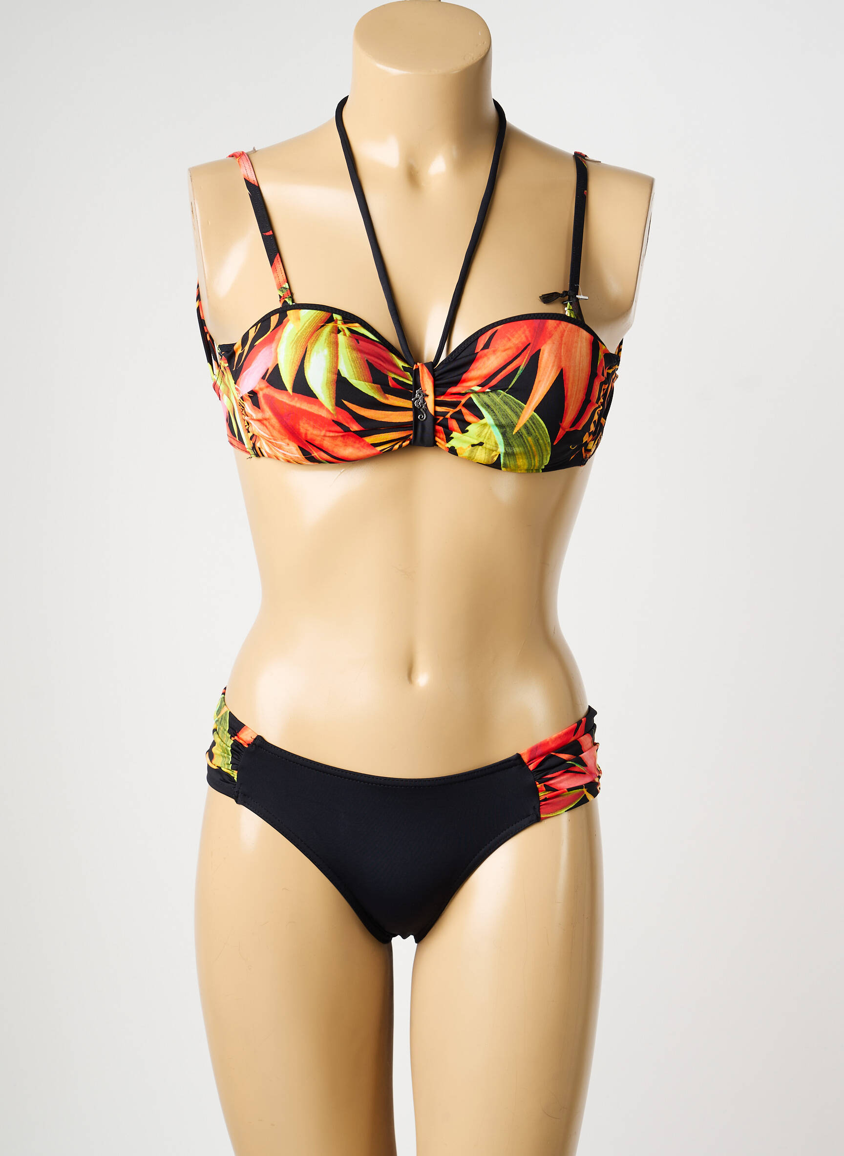 Costum de baie din două piese top sutien modelat top sutien modelat negru MISS CARAÏBES femeie