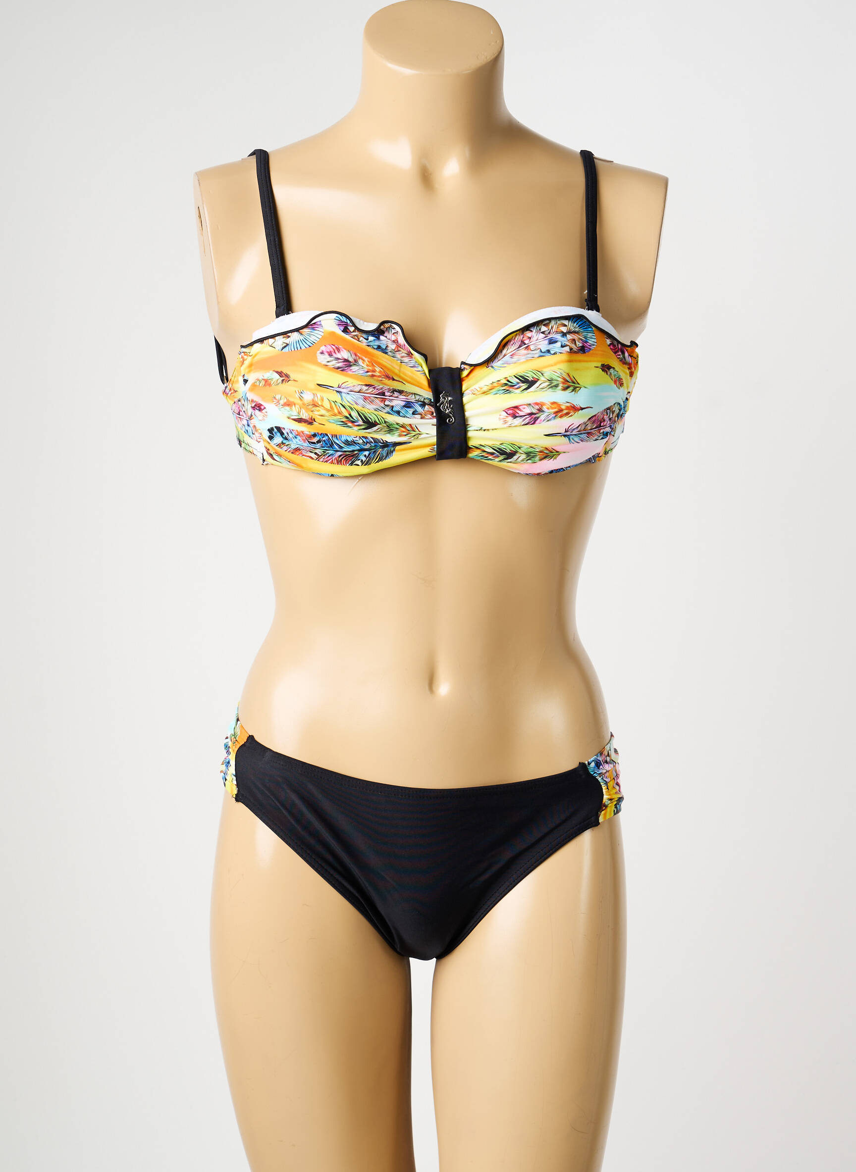 Costum de baie din două piese top sutien modelat top sutien modelat negru MISS CARAÏBES femeie