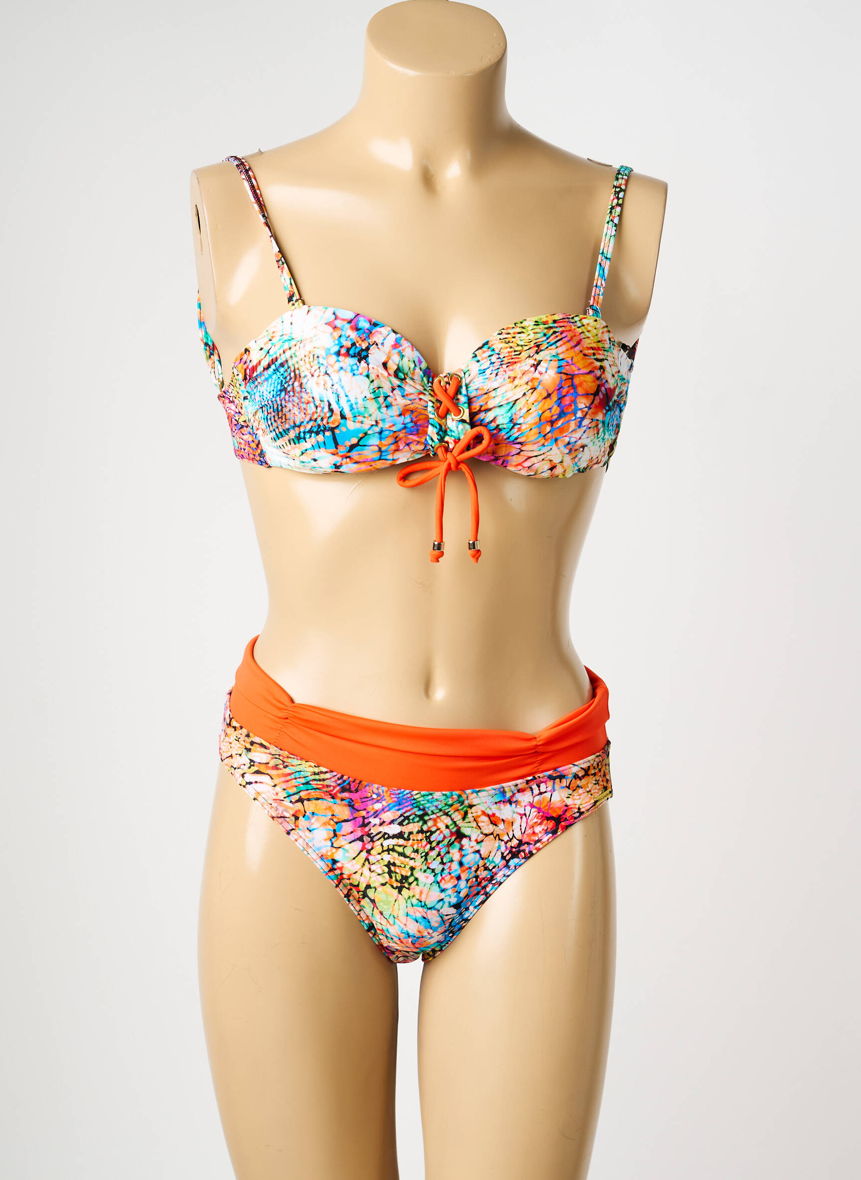 Costum de baie din două piese top bentiță top bentiță portocaliu MISS CARAÏBES femeie