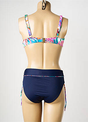 Costum de baie din două piese elasticitate sutien balconet cu decolteu înalt albastru MISS CARAÏBES femeie