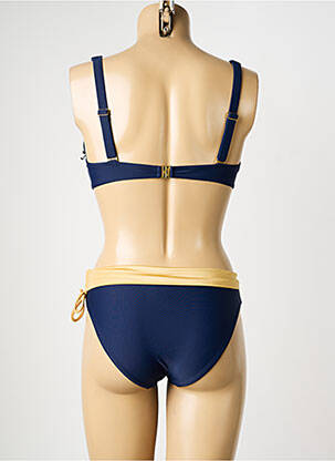Costum de baie din două piese elasticitate sutien balconet cu decolteu înalt albastru MISS CARAÏBES femeie