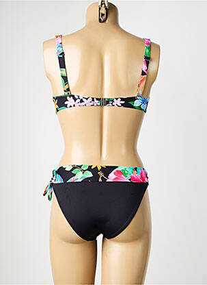 Costum de baie din două piese elasticitate sutien balconet cu decolteu înalt negru MISS CARAÏBES femeie