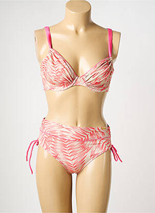 Costum de baie din două piese elasticitate top sutien modelat roz MISS CARAÏBES femeie