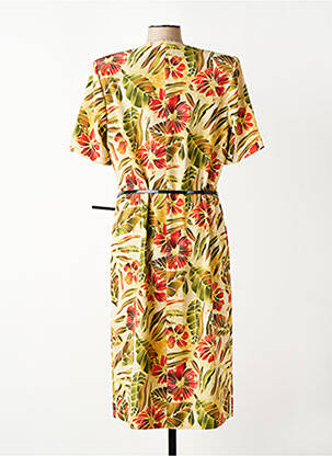 Rochie midi imprimeu floral mâneci scurte galben FRANCE RIVOIRE femeie