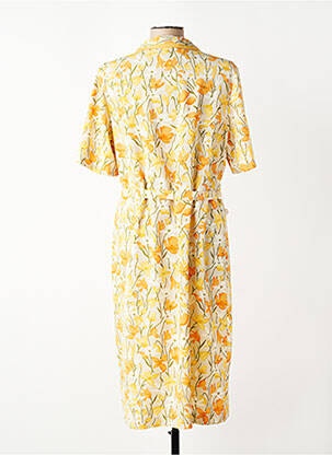 Rochie midi imprimeu floral mâneci scurte galben CHARLES LORENS femeie