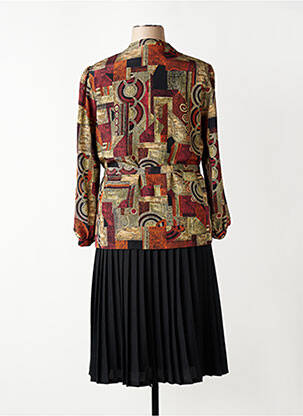 Rochie midi imprimeu fantezie mâneci lungi negru FRANCE RIVOIRE femeie