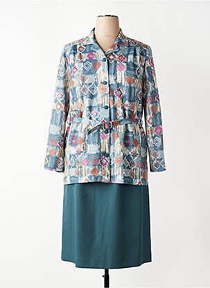 Rochie midi imprimeu fantezie mâneci lungi verde FRANCE RIVOIRE femeie