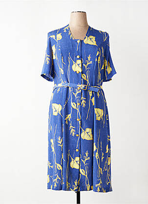 Rochie midi imprimeu floral mâneci scurte albastru FRANCE RIVOIRE femeie