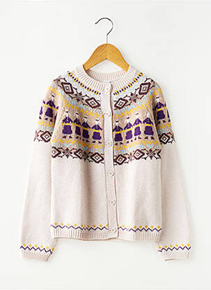 Vestă cu mâneci lungi croială dreaptă bej PETIT BATEAU fată