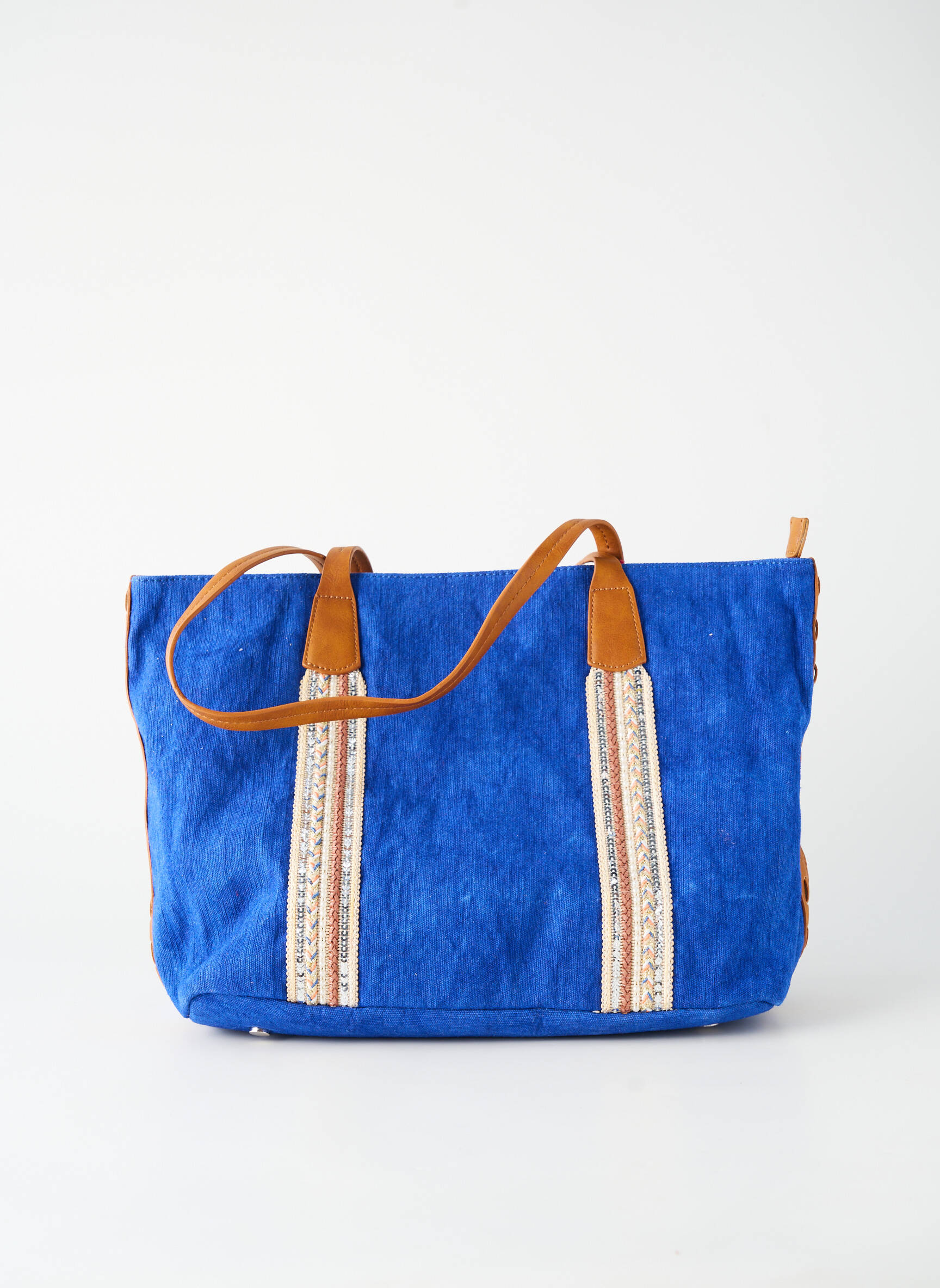 Geantă închidere cu fermoar formă de geantă shopper albastru FUCHSIA femeie