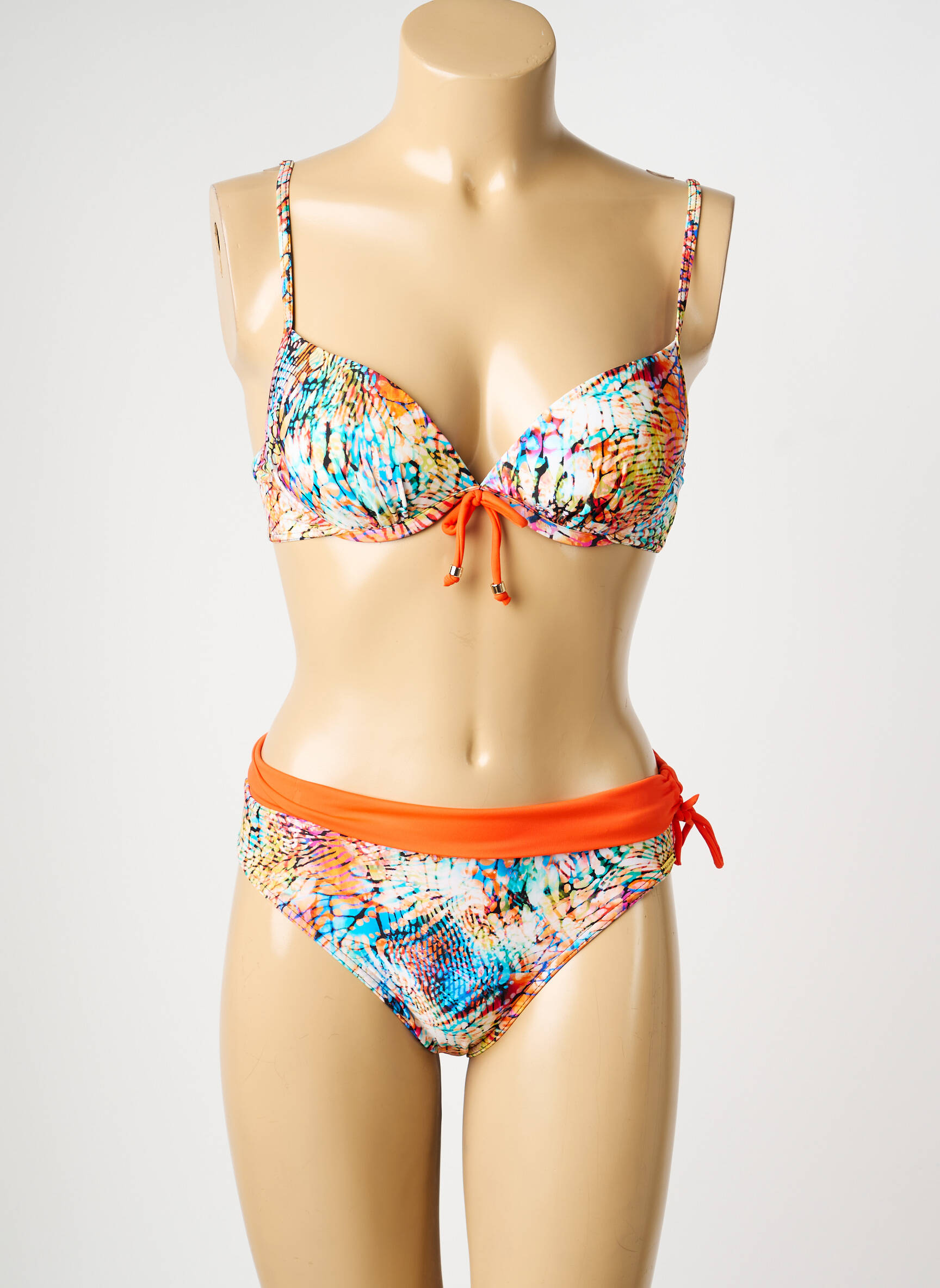 Costum de baie din două piese top sutien modelat top sutien modelat portocaliu MISS CARAÏBES femeie