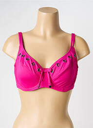 Sutien de costum de baie bretele elastice reglabile sutien balconet cu decolteu înalt roz ESCORT femeie
