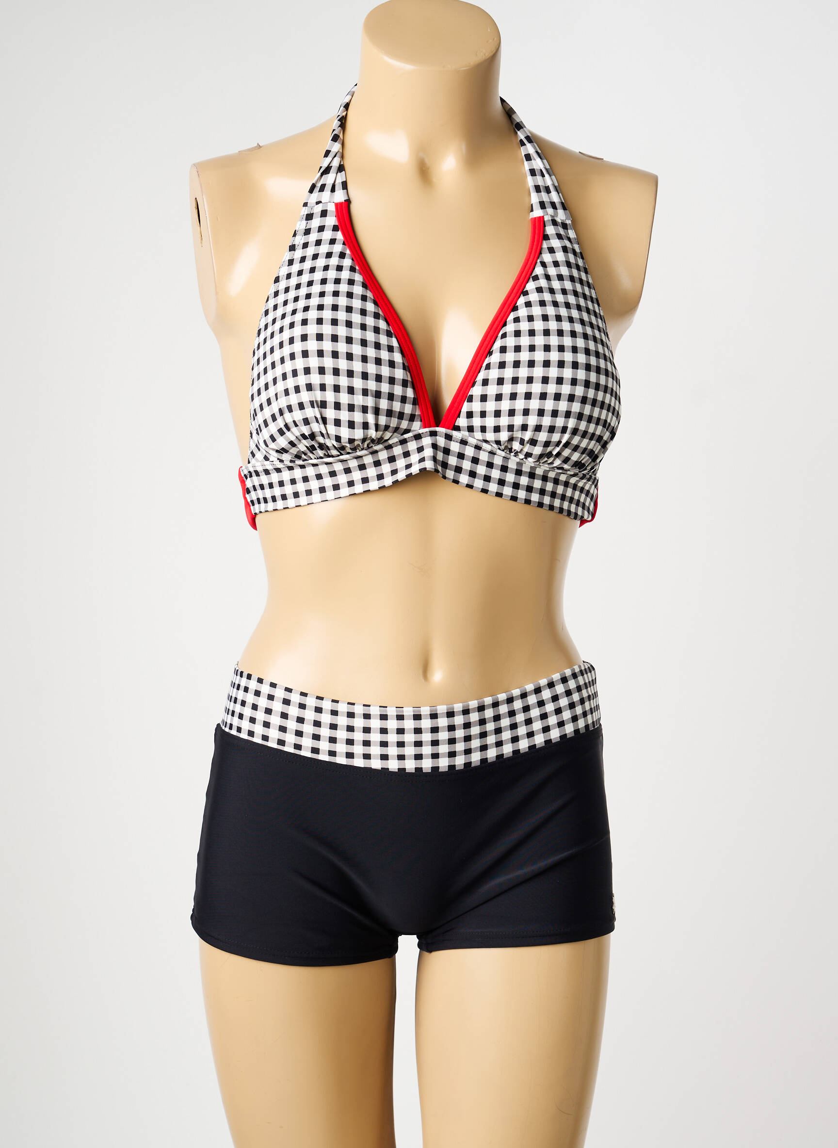 Costum de baie din două piese elasticitate sutien cu susținere înaltă și burete detașabil negru PLATJA femeie