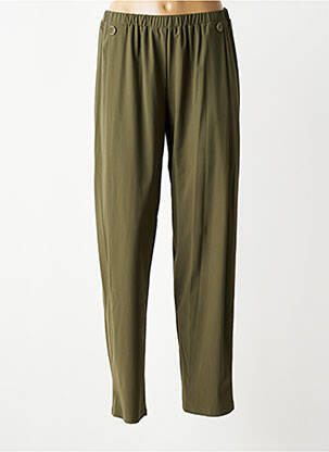 Pantalon slim talie elastică mărime normală verde FRANCK ANNA femeie