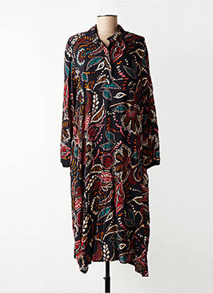 Rochie midi imprimeu floral mâneci lungi negru FRANCK ANNA femeie