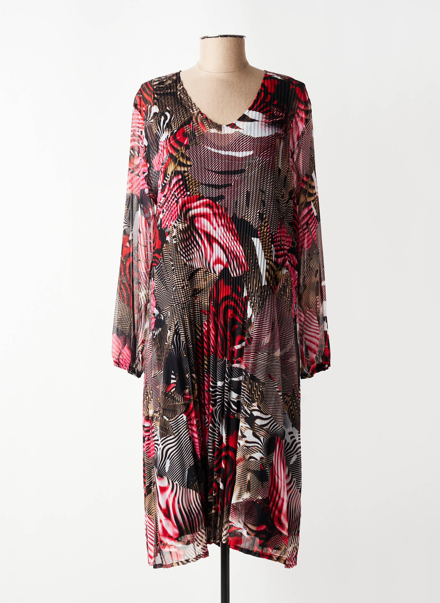 Rochie midi croială fluidă mâneci lungi negru FRANCK ANNA femeie
