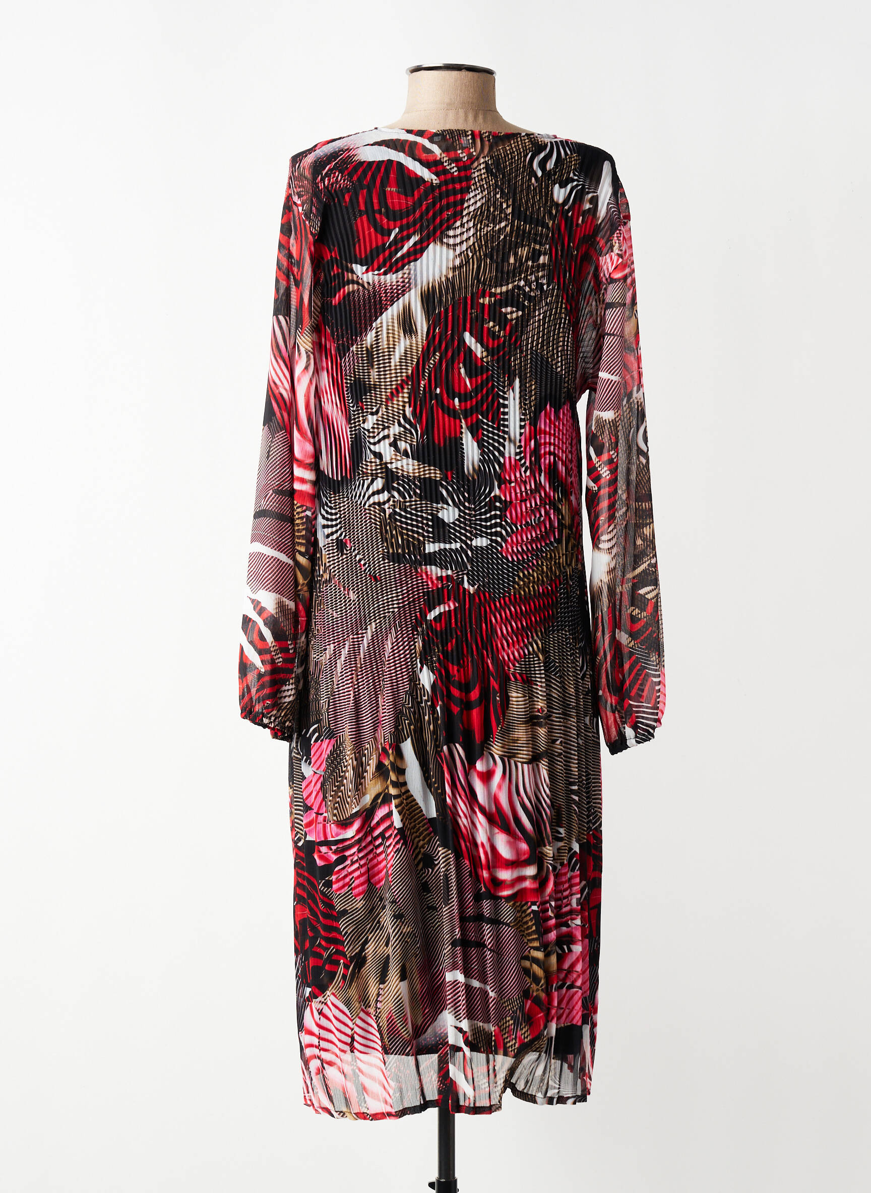Rochie midi croială fluidă mâneci lungi negru FRANCK ANNA femeie