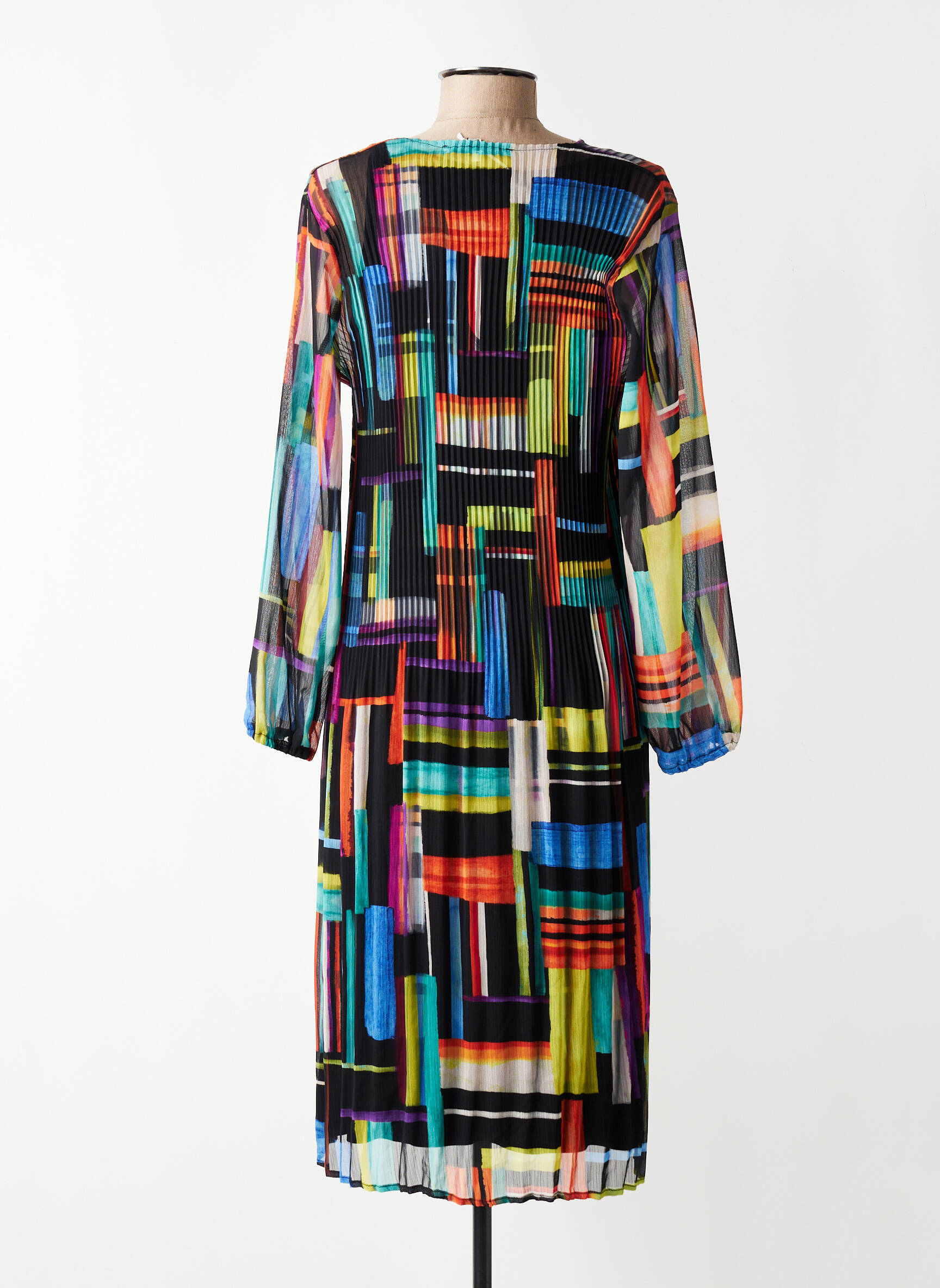 Rochie midi croială fluidă mâneci lungi negru FRANCK ANNA femeie