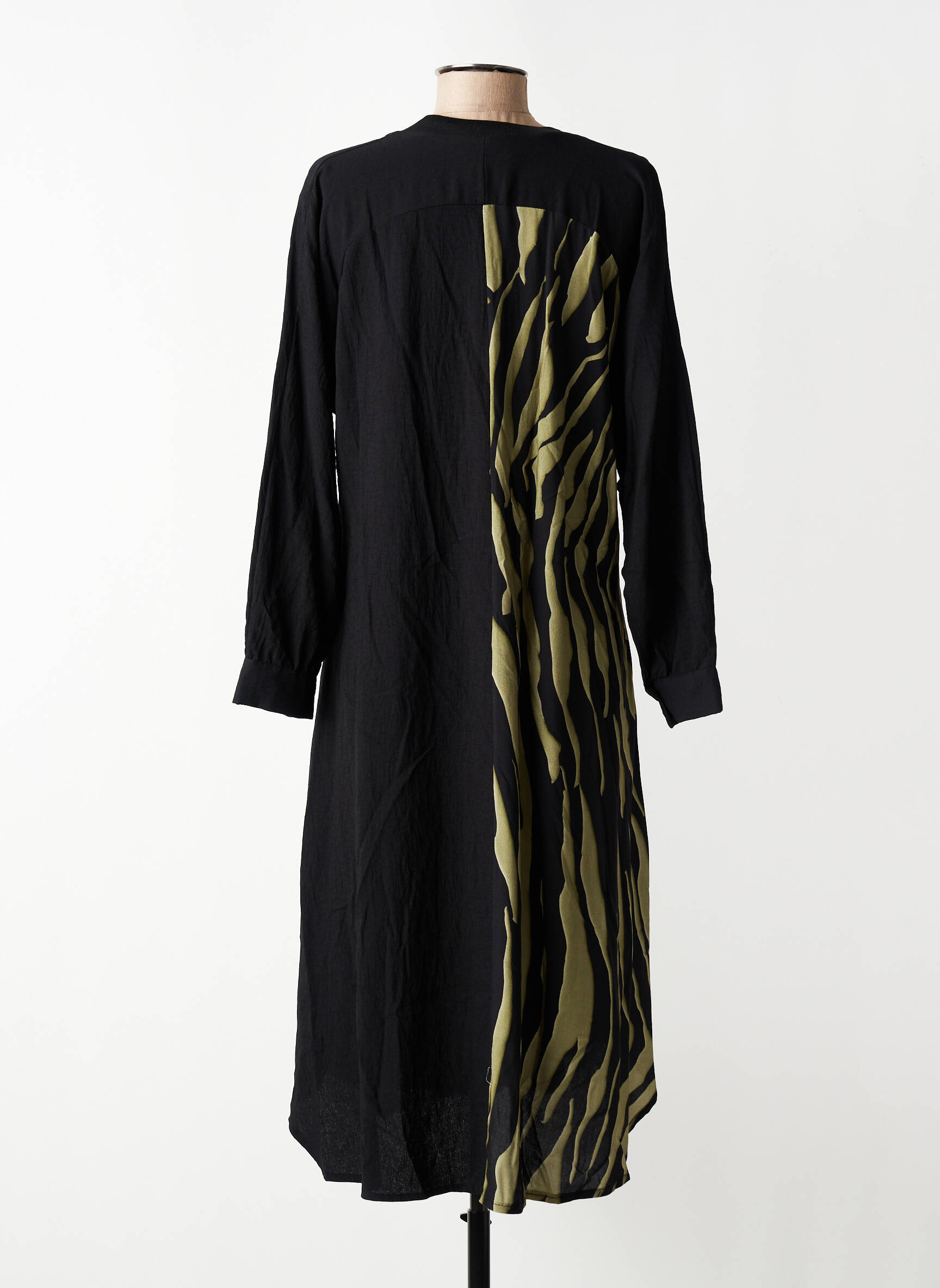 Rochie midi țesătură crep mâneci lungi negru FRANCK ANNA femeie