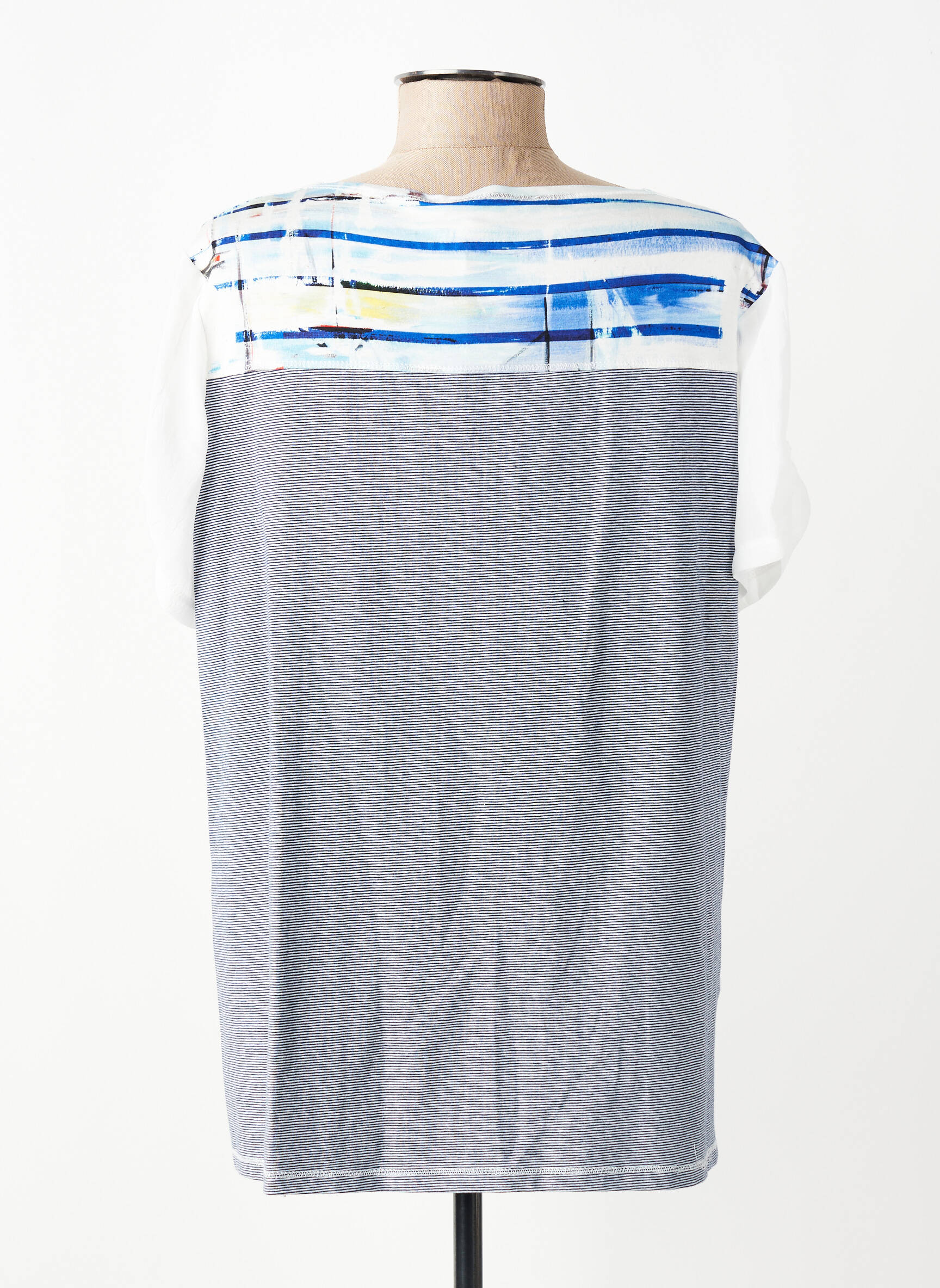 Tricou croială dreaptă mâneci scurte albastru FRANCK ANNA femeie