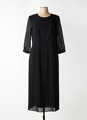 Rochie lungă croială cambrată mâneci 3/4 negru GUY DUBOUIS femeie