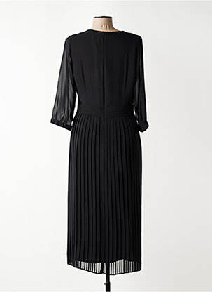 Rochie lungă croială cambrată mâneci 3/4 negru GUY DUBOUIS femeie