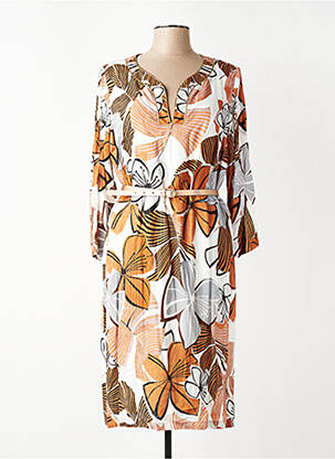 Rochie midi imprimeu floral mâneci 3/4 portocalie GREGORY PAT femeie