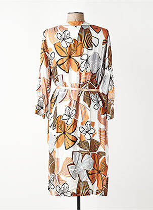 Rochie midi imprimeu floral mâneci 3/4 portocalie GREGORY PAT femeie