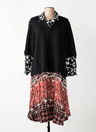 Rochie midi imprimeu fantezie mâneci lungi negru FRANCK ANNA femeie