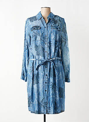 Rochie midi imprimeu floral mâneci lungi albastru FRED SABATIER femeie