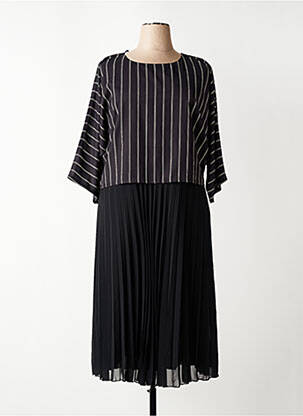 Rochie lungă țesătură poplin mâneci 3/4 negru IMPULSION femeie