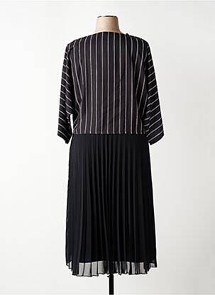Rochie lungă țesătură poplin mâneci 3/4 negru IMPULSION femeie