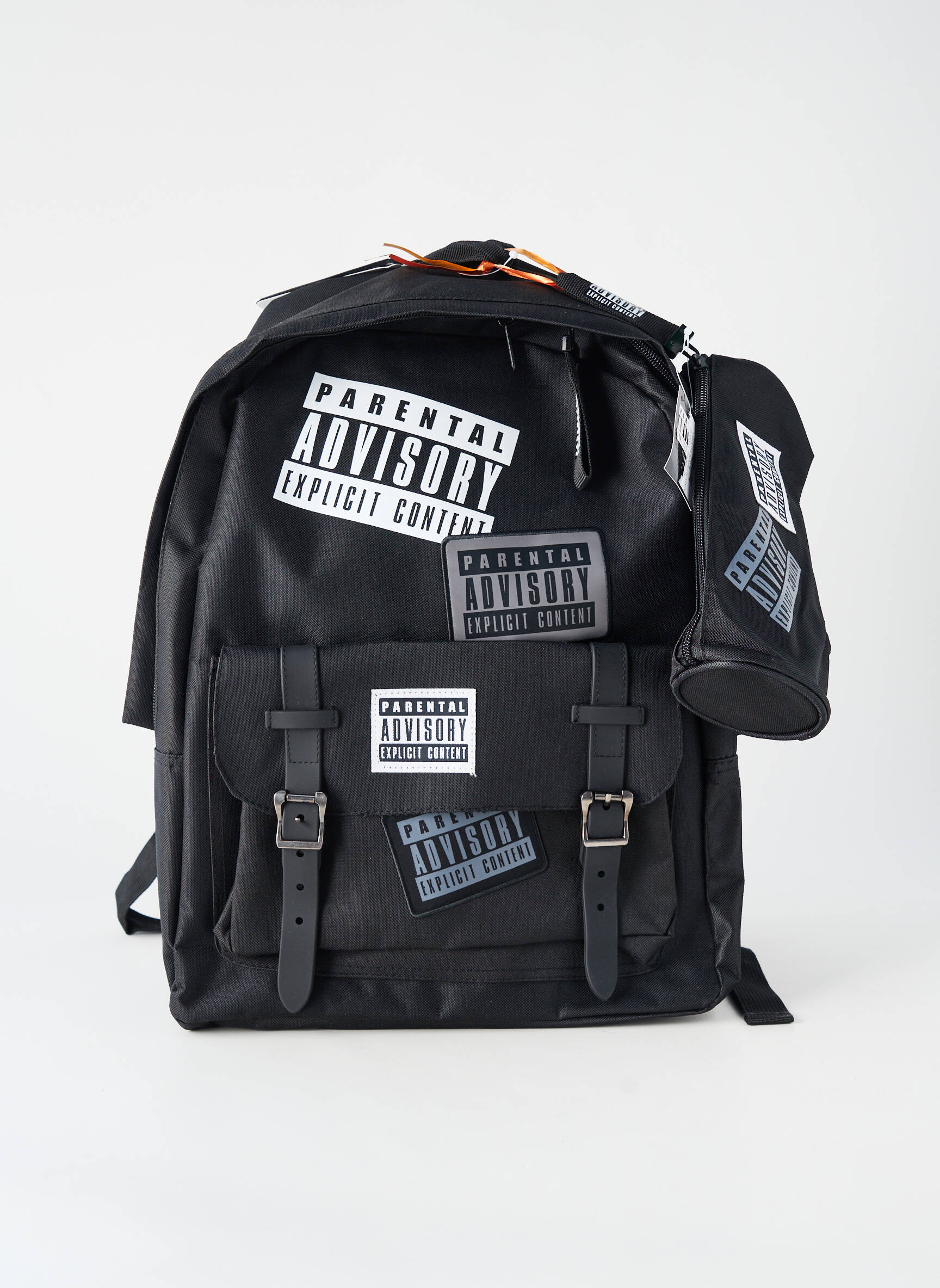 Rucsac buzunare negru PARENTAL ADVISORY băiat