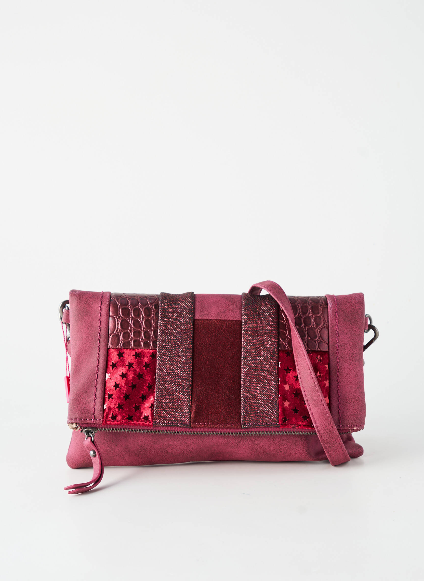 Geantă multibuzunare formă dreptunghiulară roșu FUCHSIA femeie