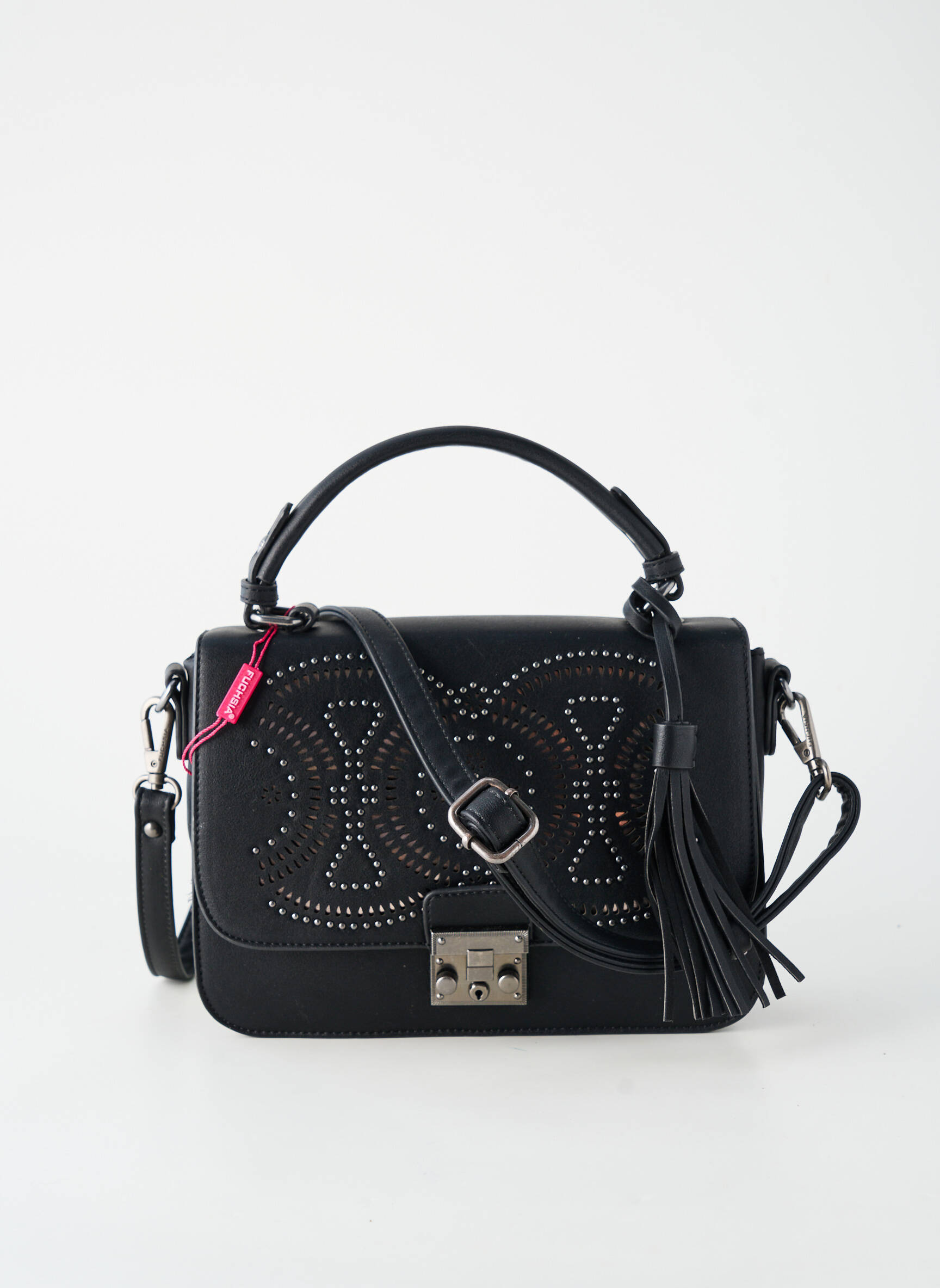 Geantă multibuzunare formă dreptunghiulară negru FUCHSIA femeie