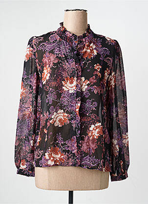 Cămașă imprimeu floral mâneci lungi negru PEACE N'LOVE femeie