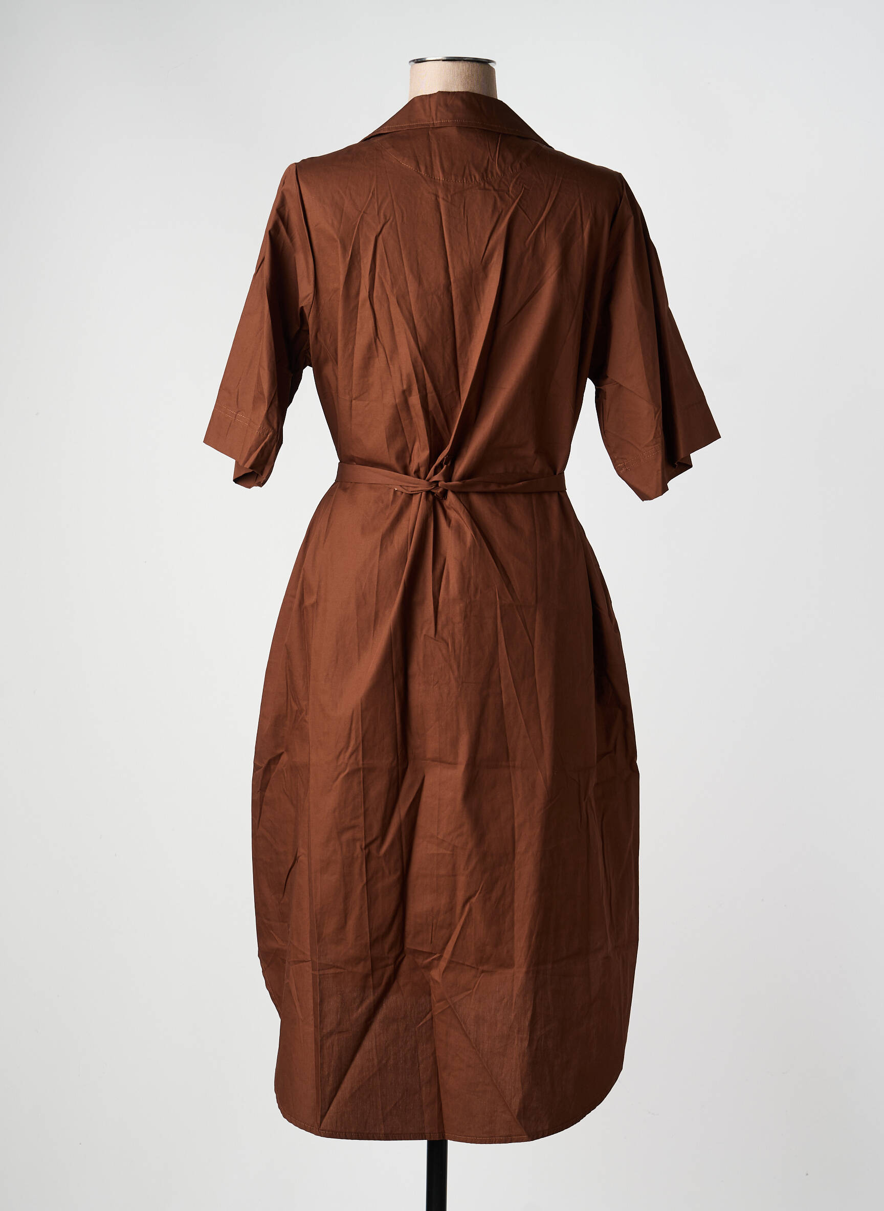 Rochie midi mâneci 3/4 mâneci 3/4 maro JS MILLENIUM femeie
