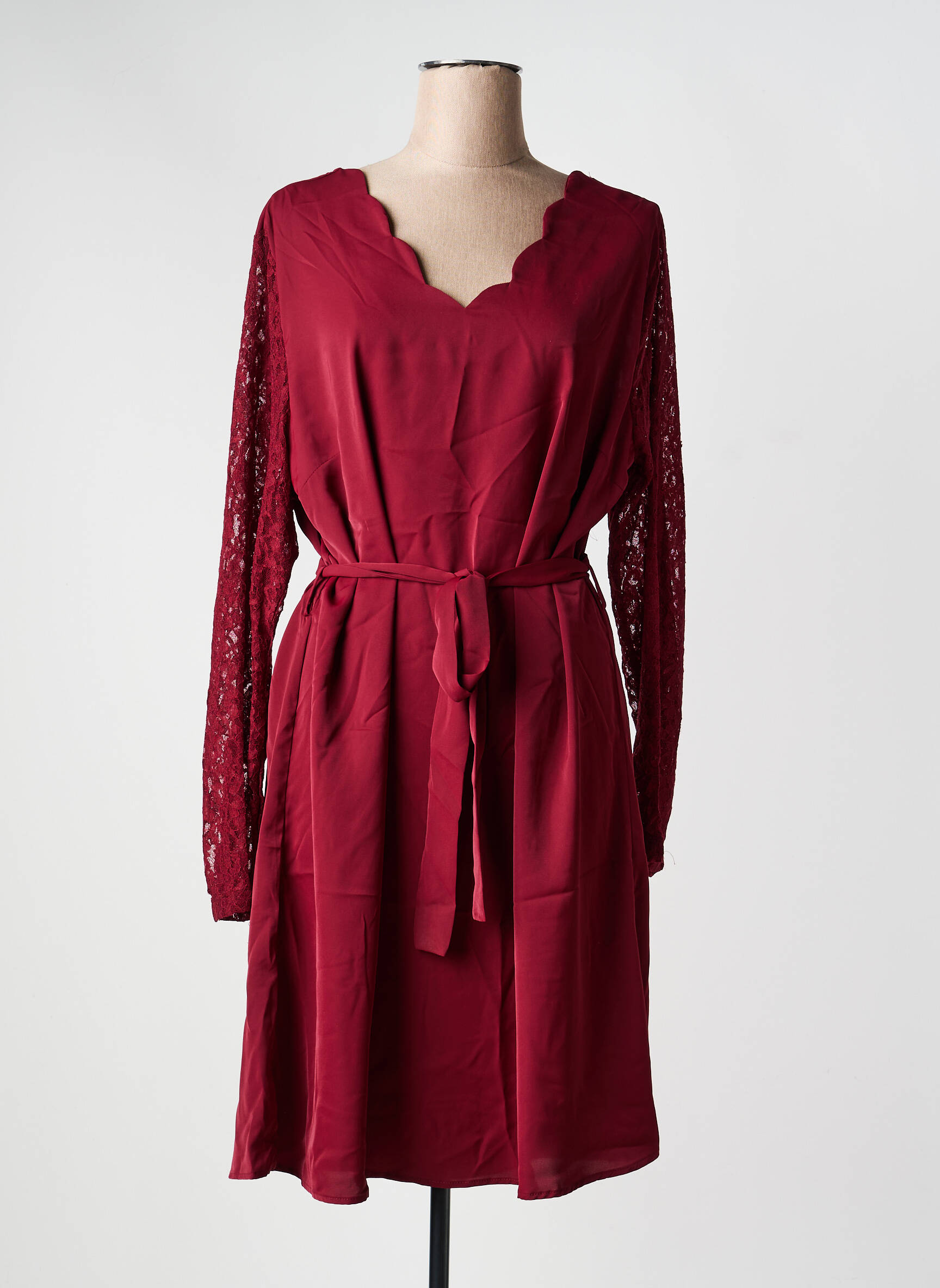 Rochie midi țesătură crep mâneci lungi roșu NOUGAT femeie