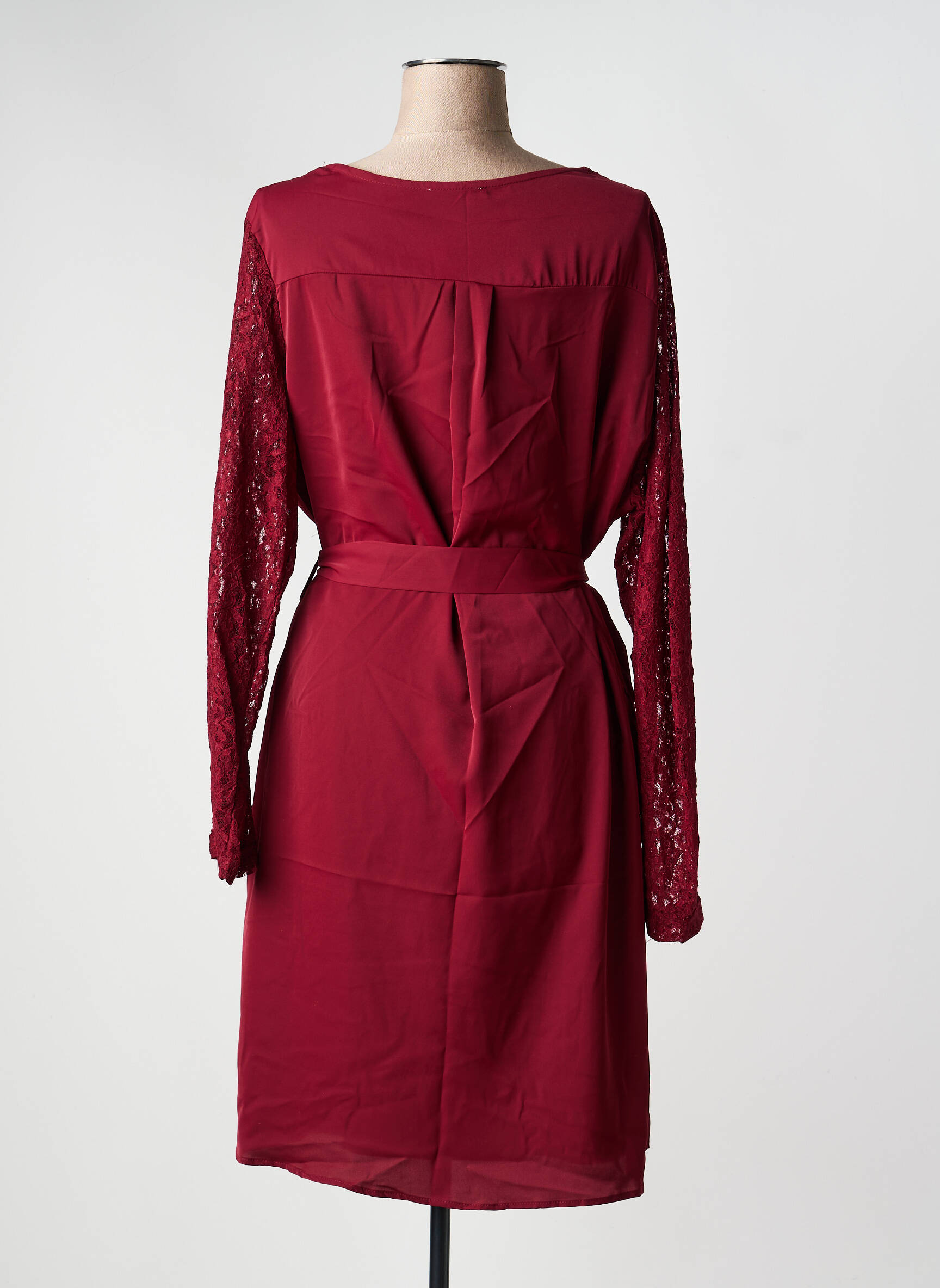 Rochie midi țesătură crep mâneci lungi roșu NOUGAT femeie