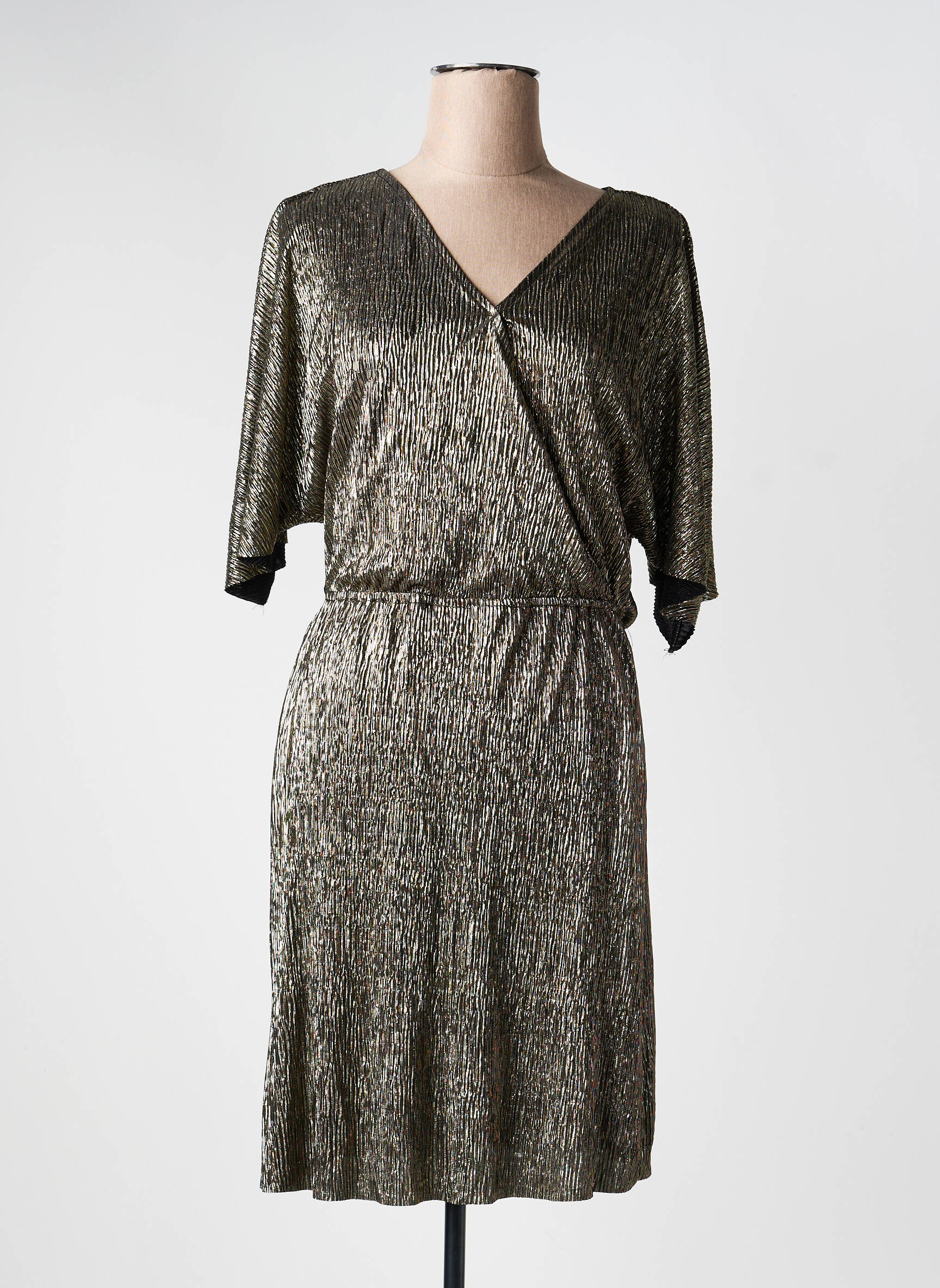 Rochie midi mâneci scurte mâneci scurte auriu AKOZ DE TOI femeie