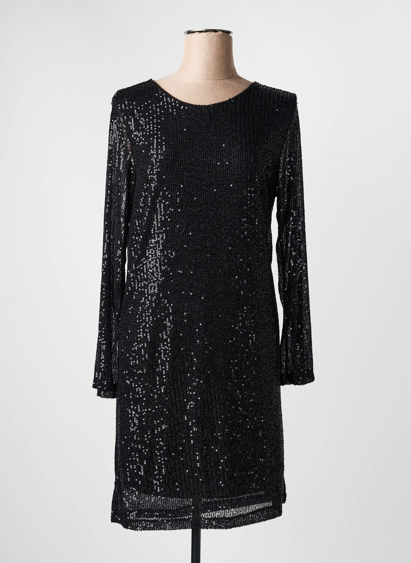 Rochie scurtă croială fluidă mâneci lungi negru JOLIFLY & JUSTINE Y femeie