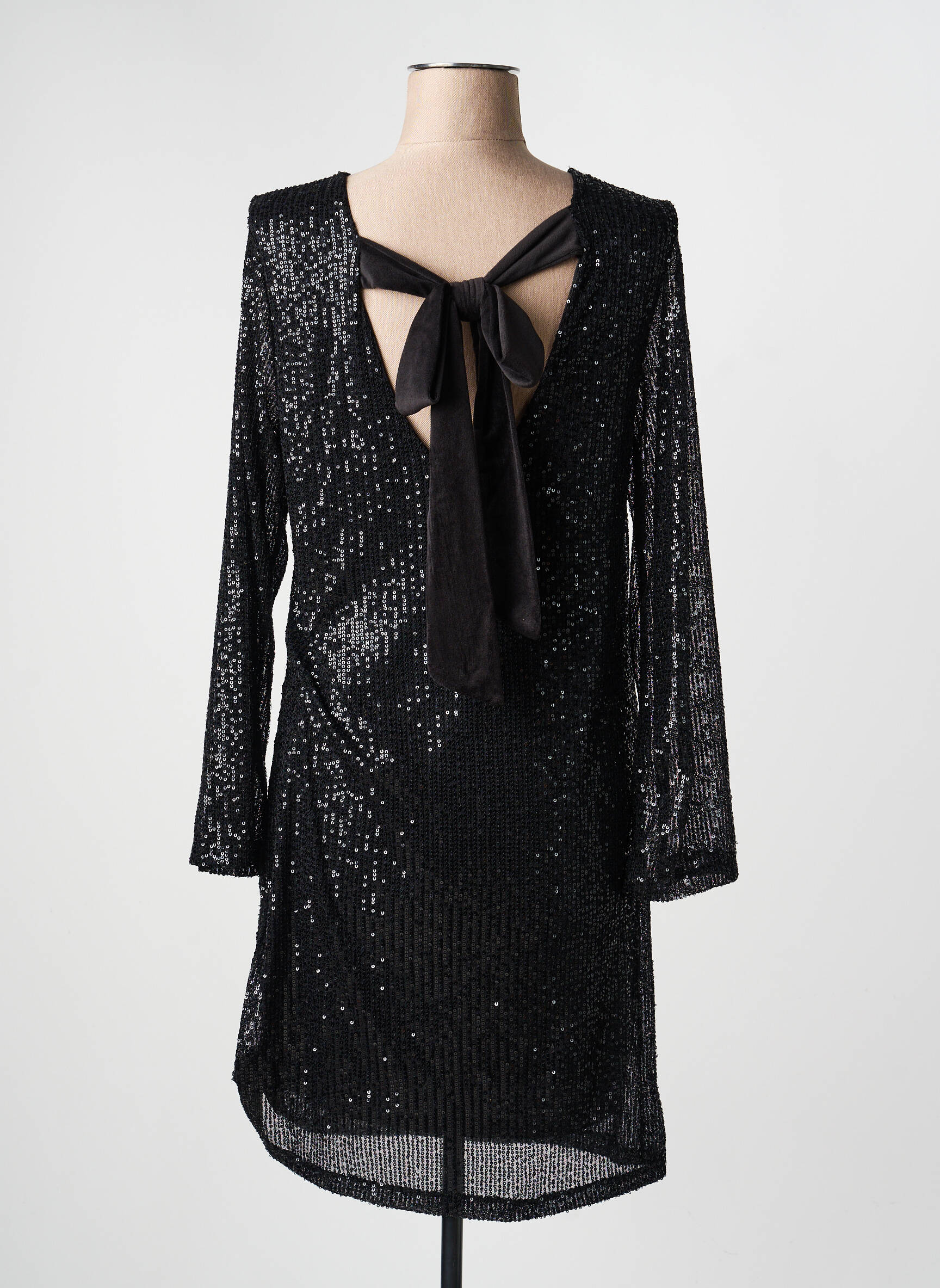 Rochie scurtă croială fluidă mâneci lungi negru JOLIFLY & JUSTINE Y femeie