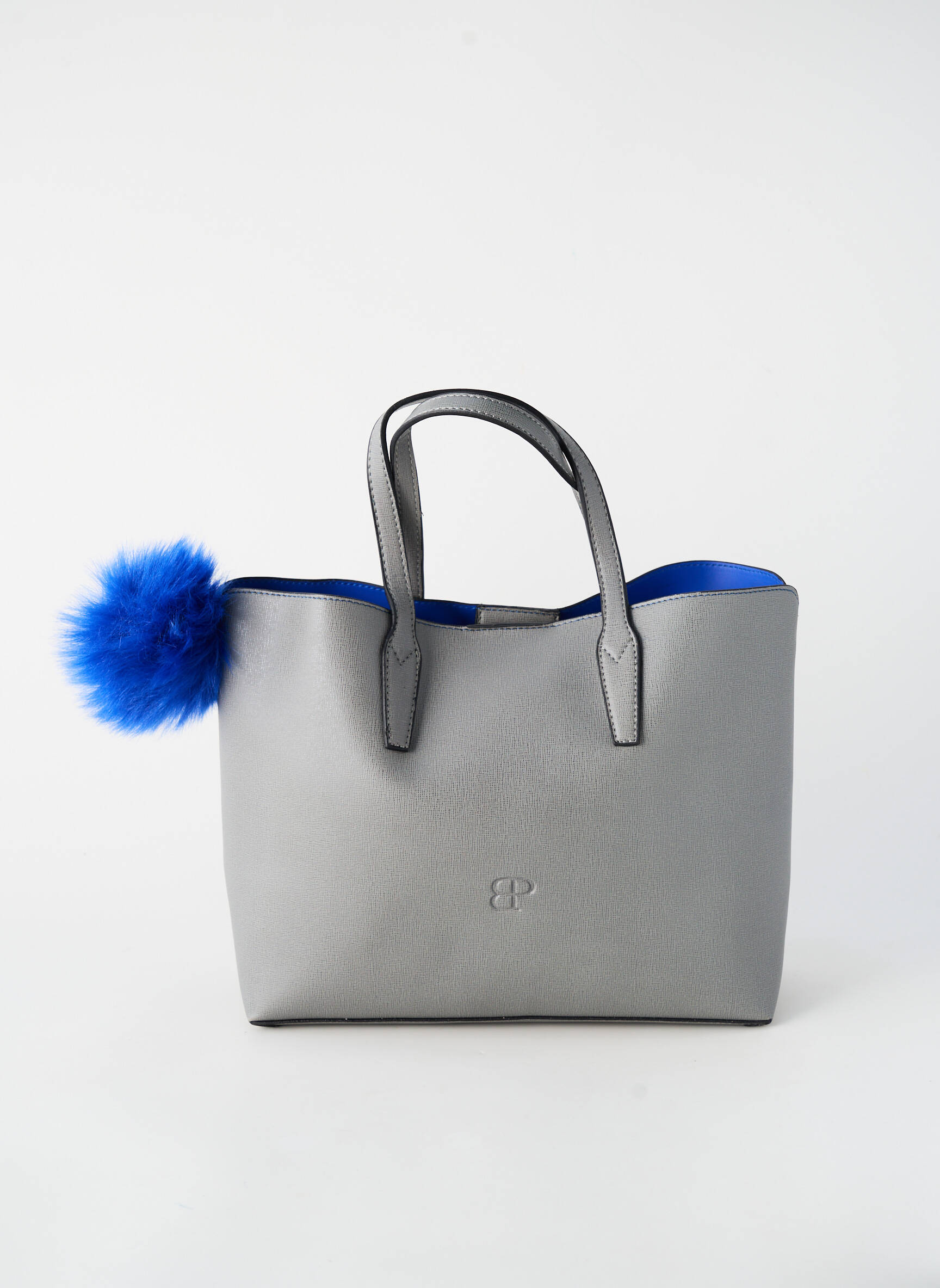 Geantă piele texturată formă de geantă shopper gri PATRICK BLANC femeie
