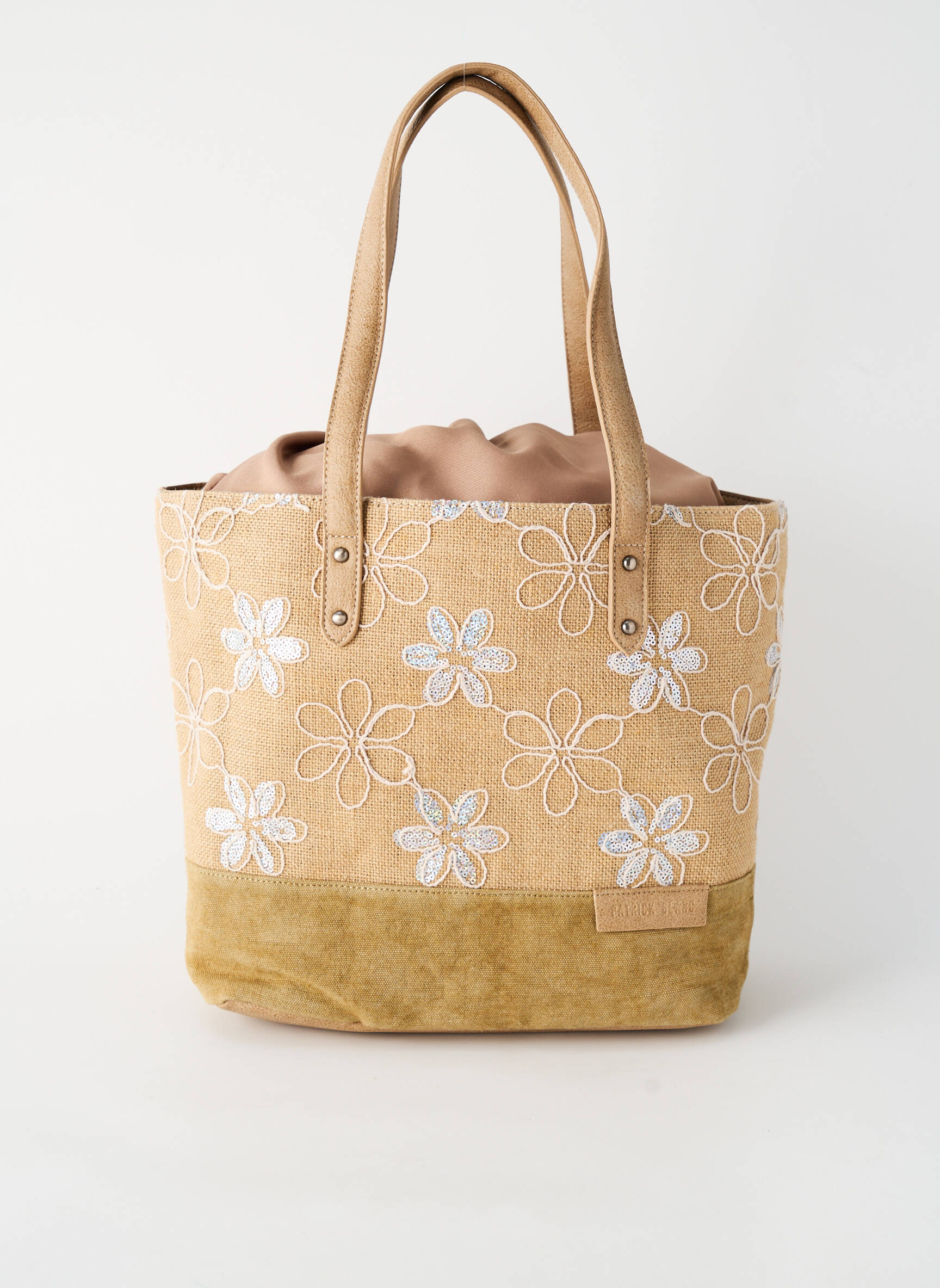 Geantă căptușeală textilă formă de geantă shopper bej PATRICK BLANC femeie